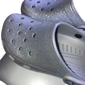 Silver Glitter Crocs